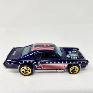 Hot Wheels Plymouth Duster Thruster Toy Car Blue American Flag Design Gold Wheel